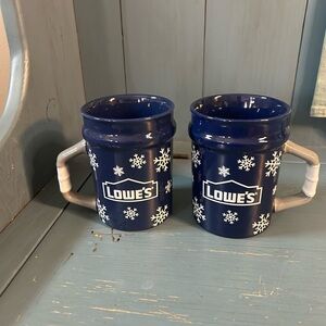 Lowe's Navy Blue Snowflake Mugs - Set of 2